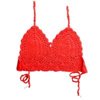 FN946N New Sexy Bikini Boho Crop Top Swimwear Women Crochet Beach Camisoles Bikini Bralette Halter Cami Knitted Bra Beachwear