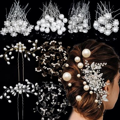 Korean Pearl Rhinestones Hairpin Hair Vine White Flower Wedding Bridal Headdress Hair Comb Headband Retro Charm Headwear Jewelry Adhesives Tape