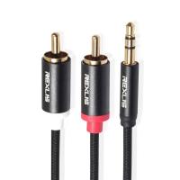 RCA สายออดิโอแจ็ค 3.5 มม. ชาย 2 RCA สาย AUX ผ้าฝ้ายถักลวดสำหรับลำโพงโฮมเธียเตอร์