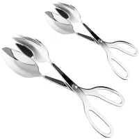 2 Packs of Buffet Tongs Stainless Steel Salad Tongs Home Kitchen, Cake, Party, BBQ, Seafood, Fried