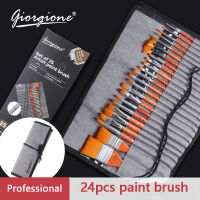 24 pcsset Nylon Hair Handle Watercolor Paint Brush Artist Painting Brush for Acrylic Oil Watercolor Art Supplies