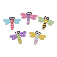 10PCs Random Mixed Dragonfly Wood Sewing Buttons 2 Holes Pattern Scrapbooking Craft Sewing Childrens Garment Sewing Notions Haberdashery