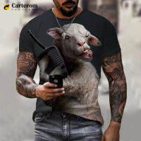 แกะซนพิมพ์3D เสื้อยืดตลกสัตว์หมูวัวแบบ Streetwear เสื้อยืดผู้ชายผู้หญิงฤดูร้อนแฟชั่นลำลองแขนสั้น