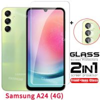 Samsung A24 24A SamsungA24แบบ2 In 1ป้องกันหน้าจอเลนส์หลังฟิล์มกันรอยด้านหน้าสำหรับ Samsung Galaxy A24 A34 A54 M14 5กรัมกระจกนิรภัย4G 24