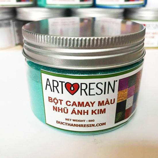 Bột camay nhũ ánh kim pha epoxy resin màu xanh ngọc - pearl green 50g - ảnh sản phẩm 3