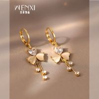 Vivienne Westwood Light luxury clover earrings 2023 new niche design high-end tassel earrings for women autumn and winter temperament earrings