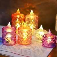 【CW】 3/6pcs LED Flameless Candles Acrylic Transparent Light Random Colors Romantic Wedding Birthday Party Decorative Lamps