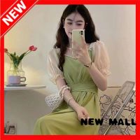 NEW MALL Dresses For Women Cold, Light And Luxurious Design Dress, WomenS Collar Beaded Bubble Sleeve Waist Strap, Medium And Long Skirt With Solid Color Temperament