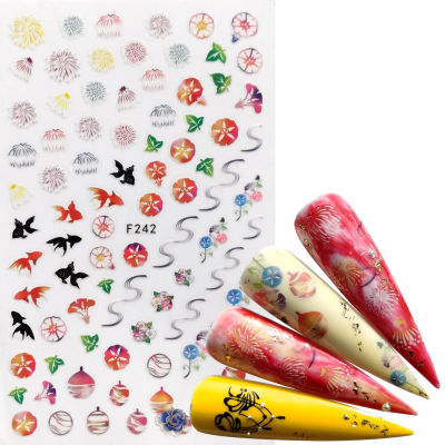 4PCS Comic Adhesive 3D Nail Sticker Foil Decals For Nails Sticker Art Cartoon Nail Art Decorations Designs Tool