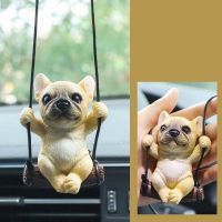 【CW】 New Resin Dog Anime Car Accessorie Bulldog Pendant Rearview Mirror Ornaments Birthday Couple Accessories