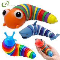 Corinada 3D Fidget Slug Creative Stress Relief Toy Ocean Shark Animal Model Articulated Realistic Insects Birthday Gift For Kids XPY