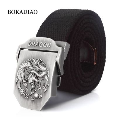 【CC】 BOKADIAO-Cinto de lona militar para homens e mulheres luxo Metal Buckle cinto jeans cintos táticos do exército faixa cintura masculino