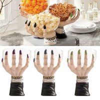 1pc Halloween Decoration Demon Hand Resin Snack Tray For Candy Nuts Popcorn Fruits Snack Bowl Kitchen Decor Home Party Supplies