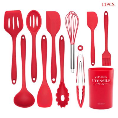 11pcs Nonstick Cookware Kitchen Utensils Silicone Spatula Spoon Cooking Tools Heat Resistant