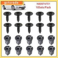 GOTORADE 10Sets สแปลชการ์ดซุ้มล้อ Torx สกรูฝาครอบเครื่องยนต์ สลักเกลียวยึด พร้อมฐานรอง N90974701 ทนทานต่อการใช้งาน สากลสากลสากล คลิปป้องกันน้ำกระเซ็นมีซับใน ที่นั่ง VW Audi