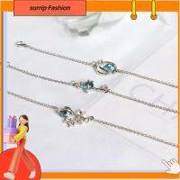 SURRIP FASHION Charm ผู้หญิงแฟนตาซีท้องฟ้าเต็มไปด้วยดวงดาวคริสตัลสีฟ้าออโรร่าสร้อยข้อมือดาวเคราะห์โซ่มือจักรวาล