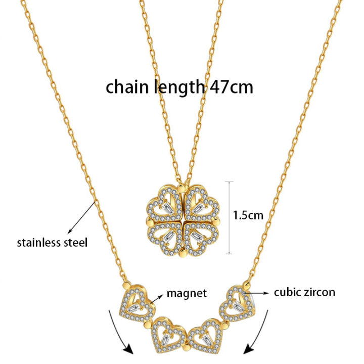 sinleery-unusual-magnet-absorb-together-4-crystal-heart-flower-pendant-stainless-steel-necklace-gold-silver-color-chain-xl333-sk