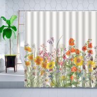 Color Flowers Plant Natural Landscape Shower Curtain Yellow White Red Pink Floral Green Leaf Scenery Bathroom Polyester Curtains