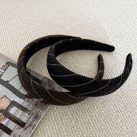 【cw】 Korean Style Daily Simple Twill Fashion Headband Hair Accessories Simple All-Match Black Gray Wide-Edged Headband High Skull Top Hair Accessories ！