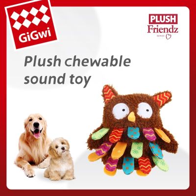 GiGwi Pet Toys Plush Friends Series Cute Owl Dinosaur Lion Fleece Toys for Dog Puppy Cat Canvas Plush Squeak Interactive Toys Toys