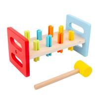 Wooden Pound A Peg Toy Pounding Bench Wooden Toy With Hammer Developmental Wooden Toy For Toddlers Early Education Punch And D