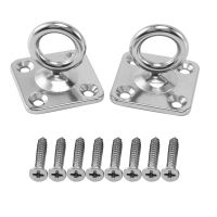 2Pcs Square Swivel Pad Eye Rotatable Ceiling Hook Wall Mounted Hook Stainless Steel Eye Pad Plate For Yoga Swings Hammock (With Screws)