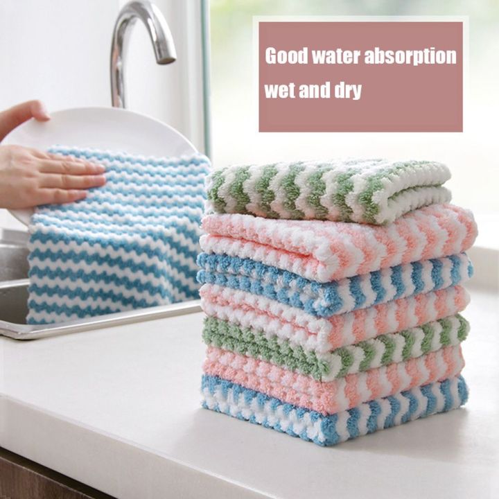 allgoods-non-stick-cleaning-cloth-microfiber-wash-cloth-dish-towel-tableware-striped-flower-cute-thickened-gadgets-household-wiping-ragmulticolor