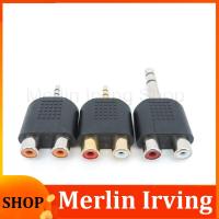 Merlin Irving Shop 1x 1/4 inch Audio 3.5mm 6.5mm 6.35mm Male Plug To 2 Dual Rca Female Jack plug Y Splitter stereo Connector Converter AV Adapter