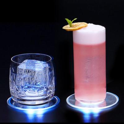 Acrylic Crystal Ultra-Thin LED Light Coaster Bar Cocktail Flash Base Bar Luminous Bar Mat And Round 7-Colored Cup Pad KTV Light