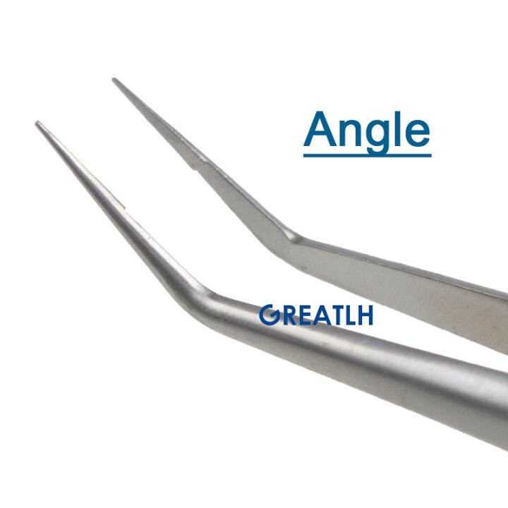 แหนบคีบโรคตาสแตนเลสเครื่องมือตาตรงมุมโค้งเคล็ดลับ-autoclavable
