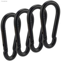 ○ﺴ 5 PCS Carabiner Black Mini Spring Snap Hook Steel Clip Link Buckle 5x2.4cm Locking Hook Keychain Clip for Camping Hiking