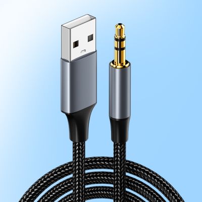 Chaunceybi สายการเชื่อมลำโพงหูฟัง Aux USB เป็น3.5มม. อะแดปเตอร์เสียงสำหรับการ์ดเสียงคอนโซลเกมคอมพิวเตอร์ทีวี