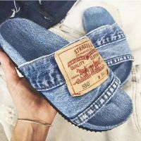 2023 NEW Denim Slipper Female Shoes Non-slip Comfortable Summer Flat Slippers Woman Slides Outdoor Beach Casual Shoes Women