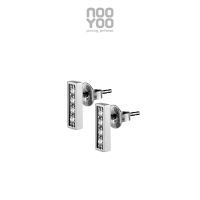 NooYoo ต่างหูสำหรับผิวแพ้ง่าย Pave Bar CZ (ดำ/ขาว)