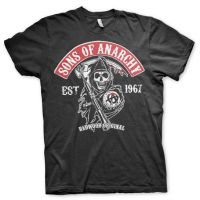 【เสื้อยืดแฟชั่น】เสื้อยืดแฟชั่น Tee Tshirt Sons Of Anarchy Soa Neuf Taille Motard Biker Noir เสื้อยืดผู้ชายใหม่
