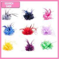 SQXRCH SHOP สุภาพสตรี Fascinator เข็มกลัด การแสดงเต้นรำละติน กิ๊บติดผมเจ้าสาว อุปกรณ์ผมจัดงานแต่งงาน กิ๊บติดผมขนนก ข้อมือดอกไม้