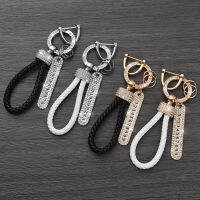 คริสตัล Anti-lost Luxury พวงกุญแจหนังผู้หญิงผู้ชายหัวเข็มขัดรถ Key Chain ผู้ถือหมายเลขโทรศัพท์: Keyfob เครื่องประดับ-Youerd