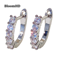 BloomHD ต่างหูรูปตัว U แบบเรียบง่ายพร้อมหิน CZ ทรงกลมอุปกรณ์เสริมสำหรับผู้หญิงสวมใส่ทุกวัน