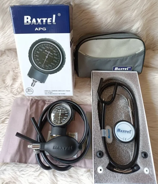 APG Baxtel Aneroid Sphygmomanometer With Deluxe Stethoscope Set Black