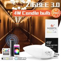 [HOT QQZIWWUJJWG 104] 4วัตต์ E12/E14สมาร์ทหลอดไฟ Zigbee 3.0สมาร์ทบ้านเทียนหลอดไฟ Pro ทำงานร่วมกับ Hub Tuya Smartthings App Alexa Echo บวก RF การควบคุมระยะไกล