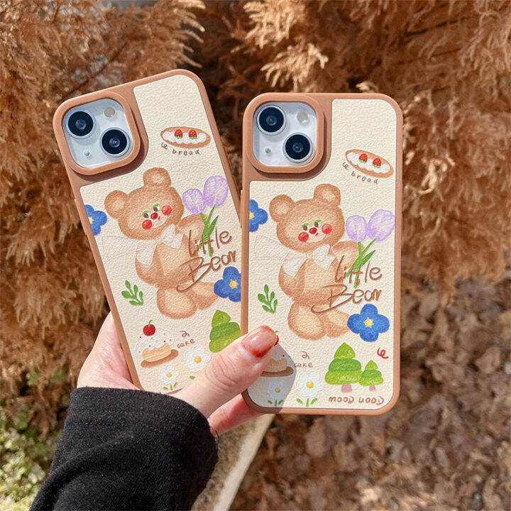 เคส-blush-little-bear-tulip-สำหรับ-iphone14promax-cartoon-bowknot-เคส-little-bear-สำหรับ-iphone12promax-เคสโทรศัพท์สีน้ำตาลสำหรับ-iphone13-เคสโทรศัพท์สีน่ารักสำหรับ-iphone11