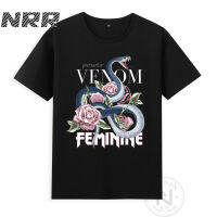 NRR tee ผ้าฝ้ายษัตรไวเปอร์ งูการ์ตูนงูเห่ากับกุหลาบเสื้อยืดแขนสั้นเสื้อผ้าสำหรับชายและหญิง unisex