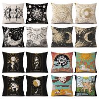 Gothic Tarot Card Sun Moon Cushion Cover 40/45/50/60cm Linen Throw Pillowcase Bedroom Home Sofa Decor Lumbar Pillow Covers