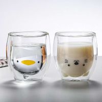 【CW】☂  250ml Double-layer Glass Mug Dog Insulated Cup Beer Birthday Gifts