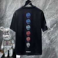 High Quality Chrome Heart official website CH color short-sleeved t-shirt mens loose pure black half-sleeved