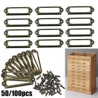 100pcs Antique ss Iron Drawer Cabinet Label Pull Frame Handle Card Holder Furniture Hardware For Cabinet Drawer Case