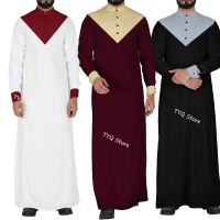 【HOT】℡✒▫ Fashion Men Muslim Kaftan Abaya Saudi Dubai Collar Robes Jubba Thobe Sleeve Clothing S-5XL