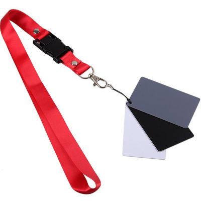 New 3 In 1 White Black Grey Balance Cards 18 Degree Gray Card S Size With Neck Strap Photography Accessories For Digital Cameras