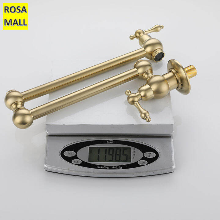 Rosa Mall Pot Filler Tap Wall Mounted Foldable Brushed Gold Kitchen