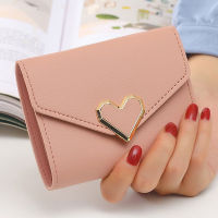 New Short Women Wallets Kpop Heart-Shaped Cute Small Womens Wallet High Quality PU Leather Slim Simple Female Purse Wallets